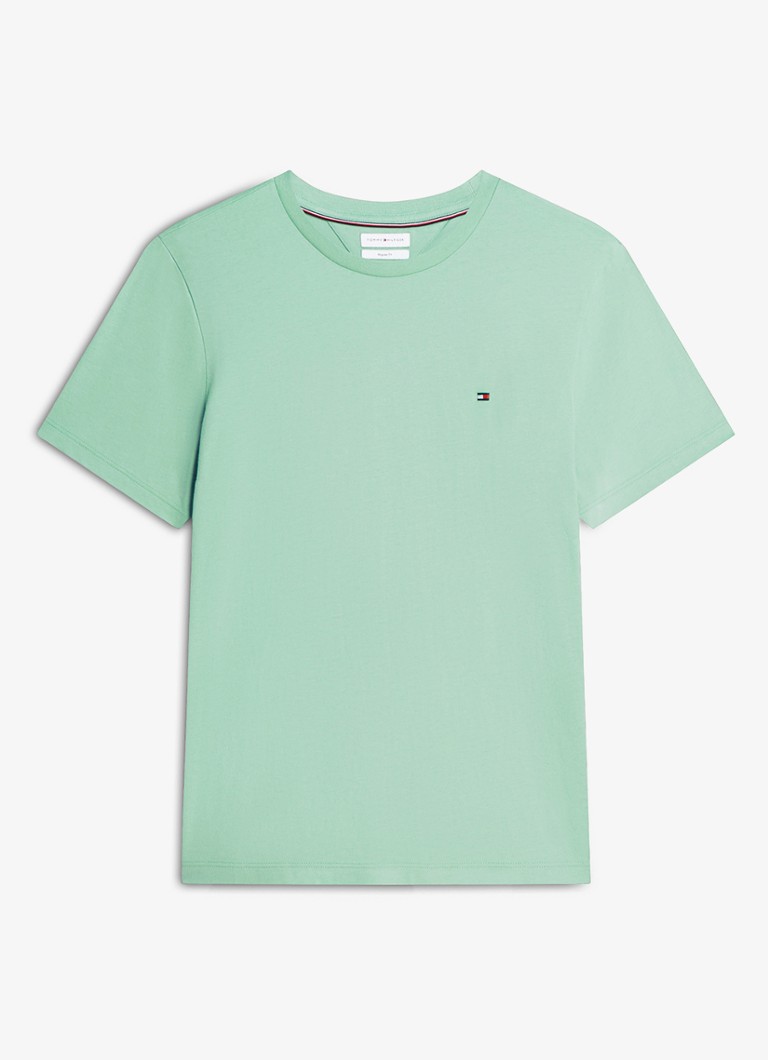 Tommy Hilfiger Heren T-shirt met logo in de kleur Cut Grass-L1A / Groen