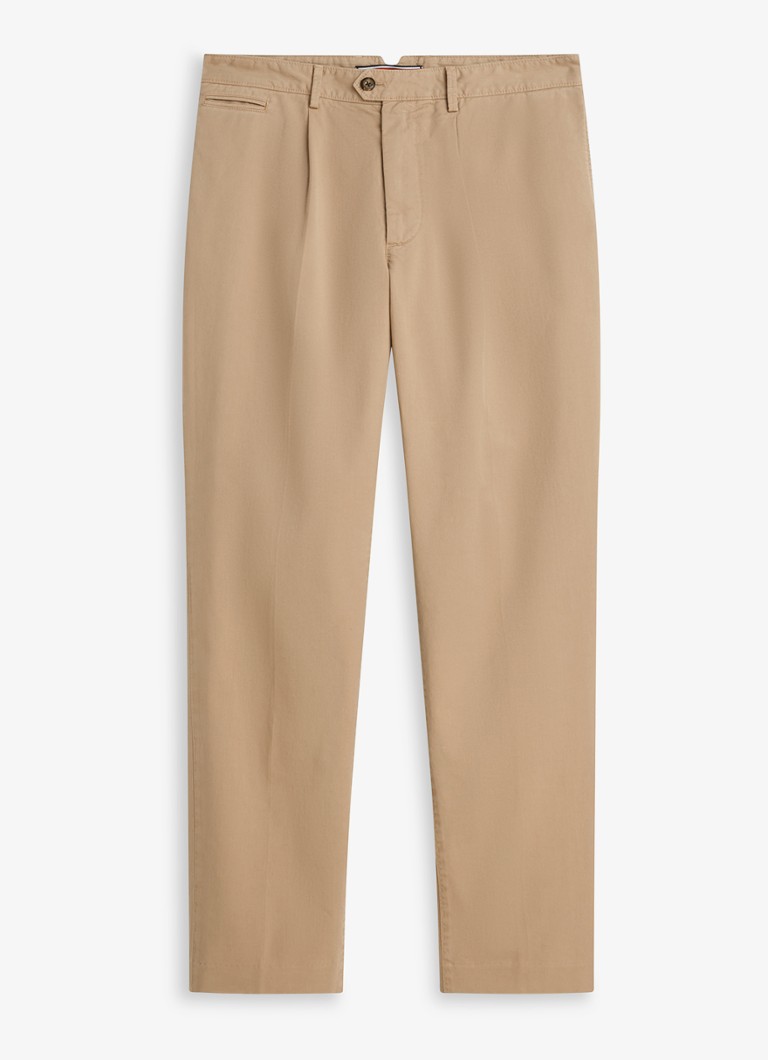 Tommy Hilfiger Heren Straight fit chino met paspelzakken in de kleur Beige