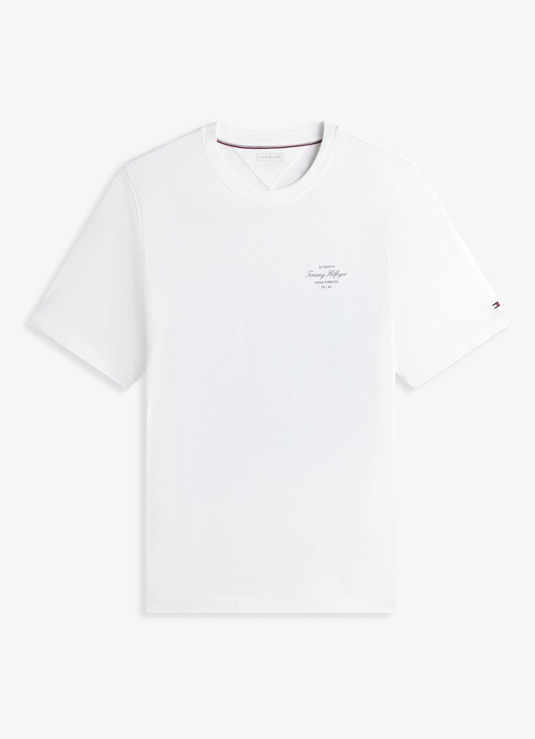 Tommy Hilfiger Heren T-shirt met logo- en backprint in de kleur Wit