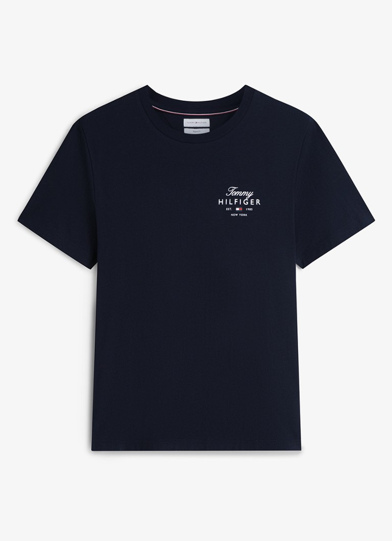 Tommy Hilfiger Heren T-shirt met logo in de kleur Blauw