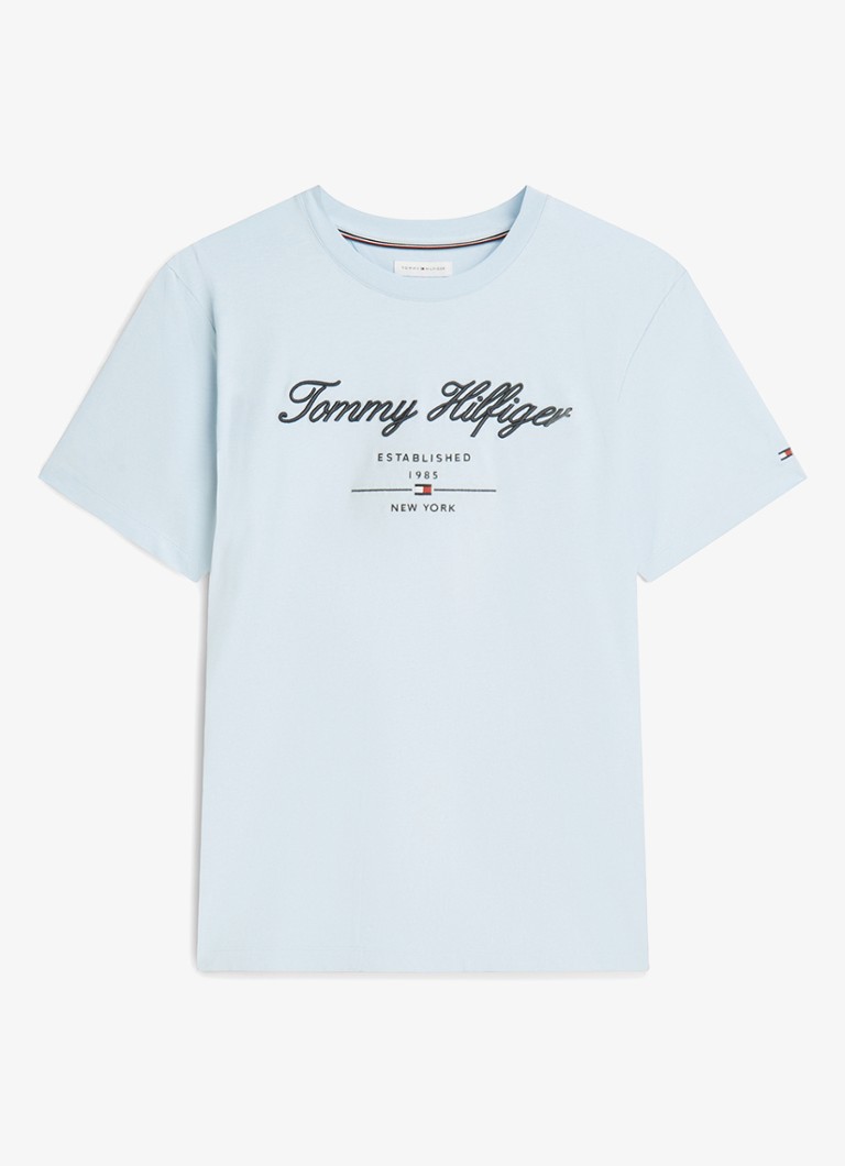 Tommy Hilfiger Heren T-shirt met logoprint in de kleur Lichtblauw