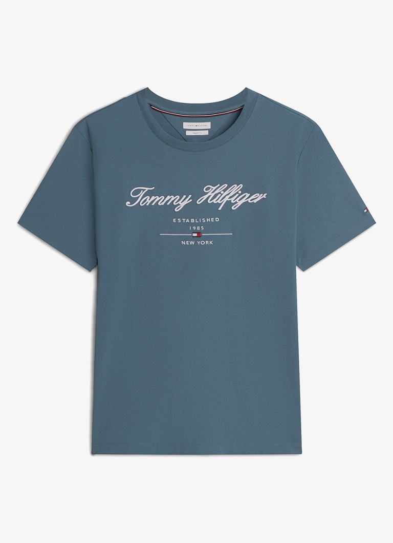 Tommy Hilfiger Heren T-shirt met logoprint in de kleur Blauw