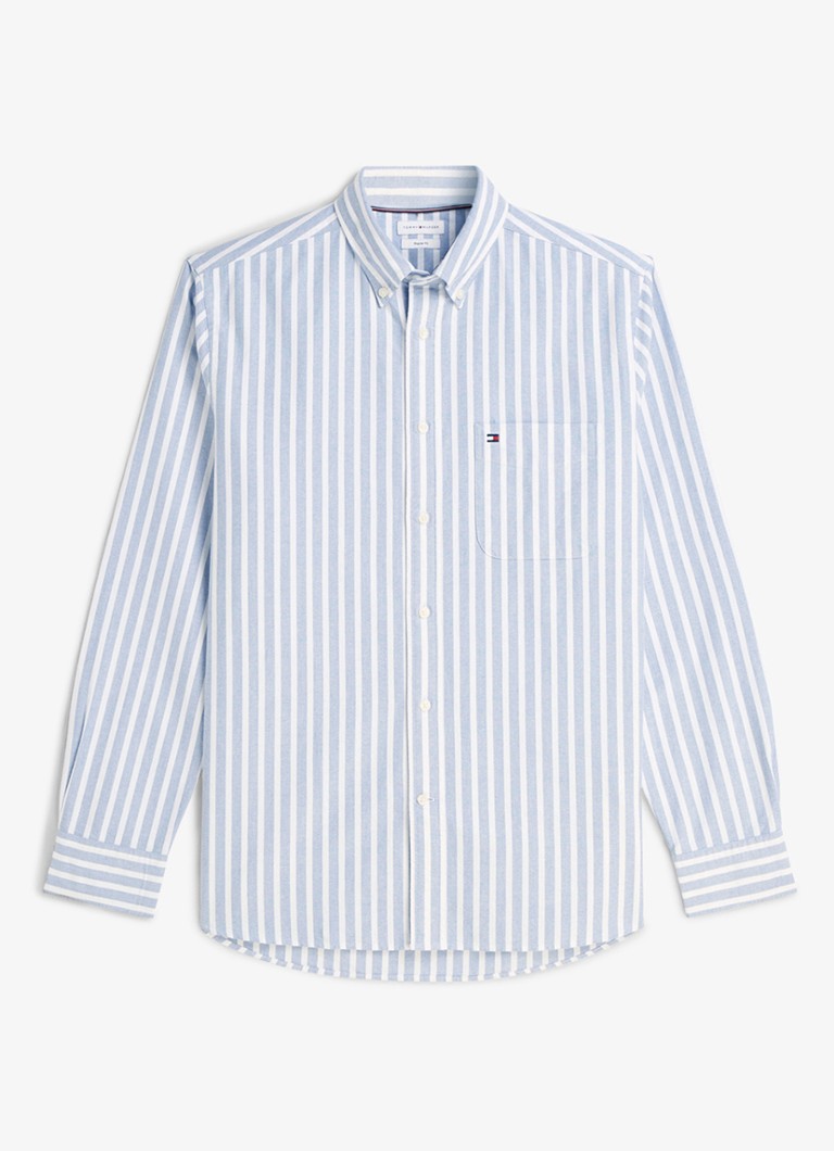 Tommy Hilfiger Heren Regular fit overhemd met streepprint in de kleur Lichtblauw