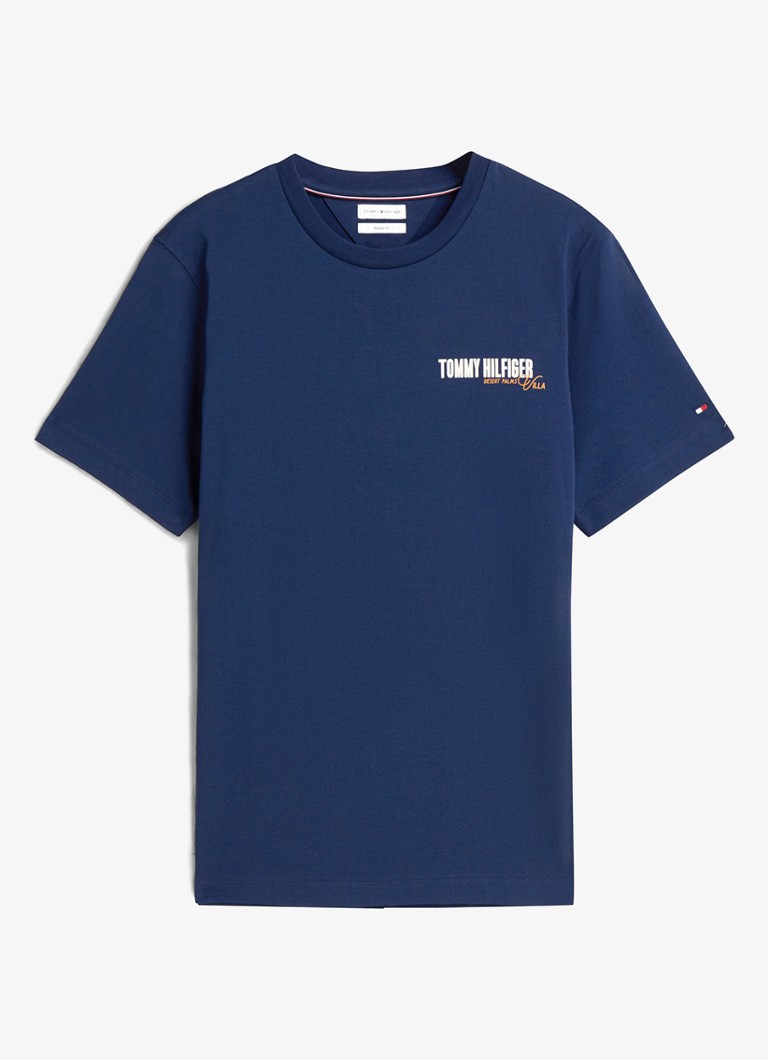 Tommy Hilfiger Heren T-shirt met logo- en backprint in de kleur Donkerblauw