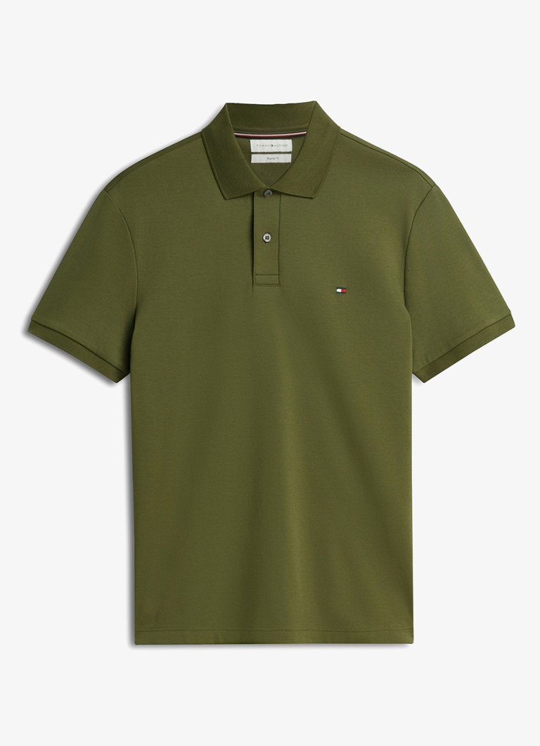 Tommy Hilfiger Heren Regular fit polo met logo in de kleur Huntsman Green-MT1 / Groen