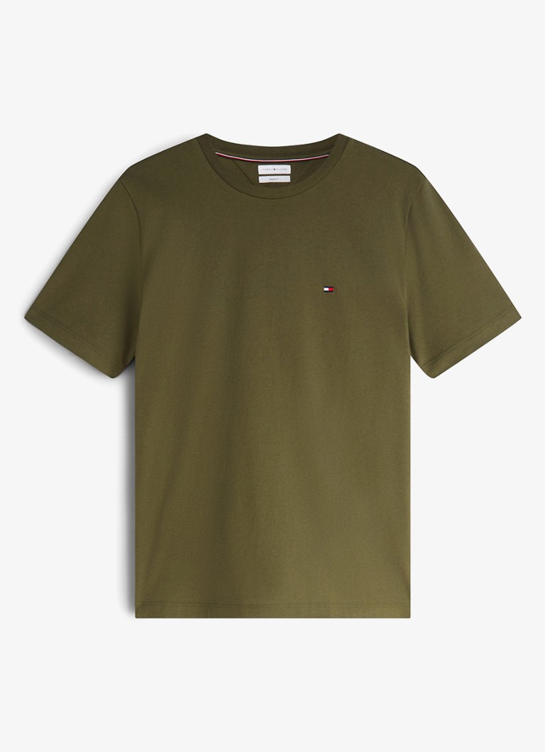 Tommy Hilfiger Heren T-shirt met logo in de kleur Huntsman Green-MT1 / Groen
