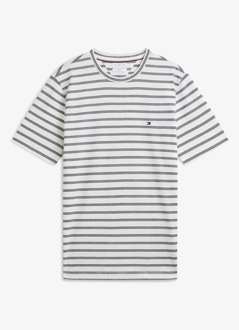 Tommy Hilfiger Heren T-shirt met streepprint in de kleur Wit