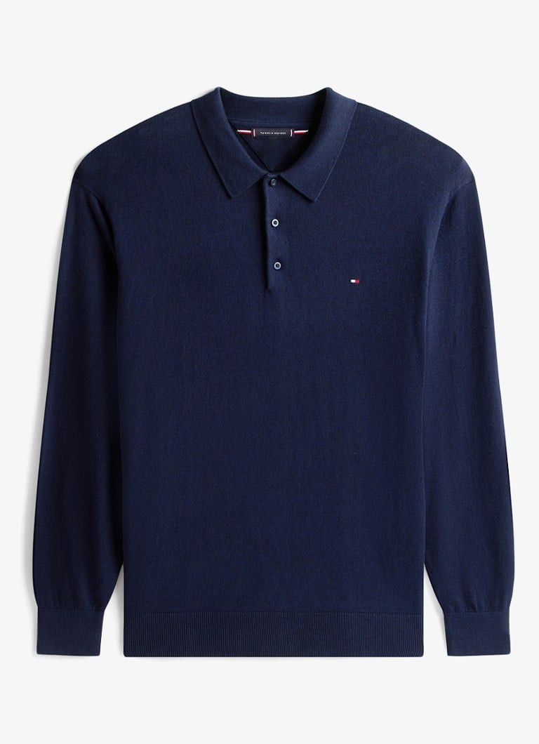 Tommy Hilfiger Heren Regular fit polo met logo in de kleur Donkerblauw