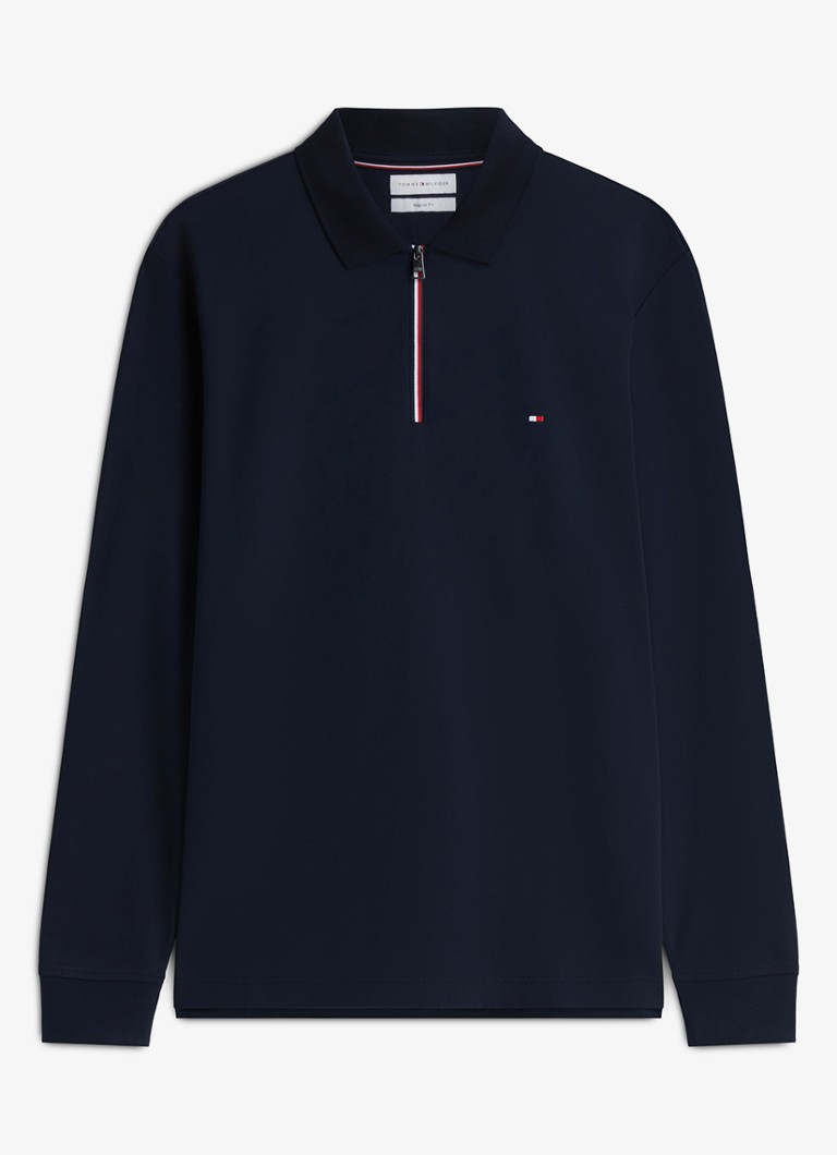Tommy Hilfiger Heren Regular fit polo met halve rits in de kleur Donkerblauw
