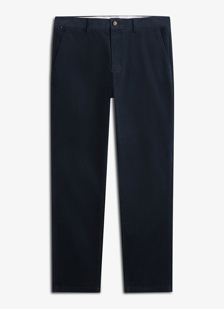 Tommy Hilfiger Heren Denton slim-straight fit chino van corduroy in de kleur Blauw