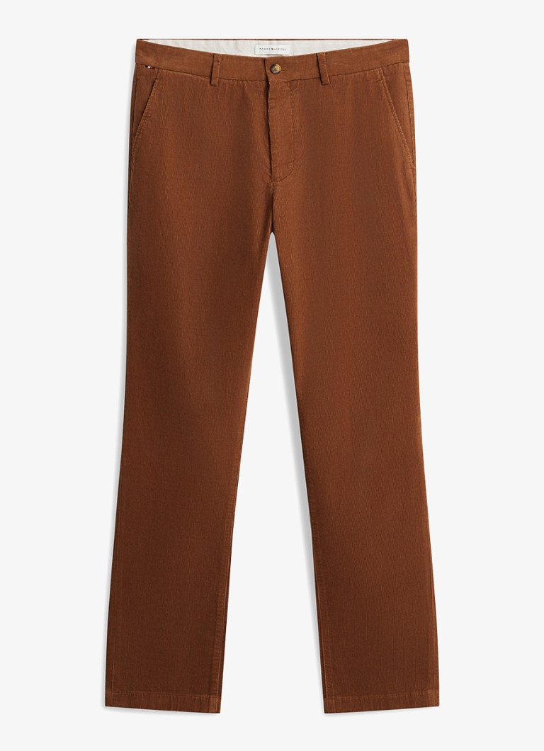 Tommy Hilfiger Heren Denton slim-straight fit chino van corduroy in de kleur Bruin