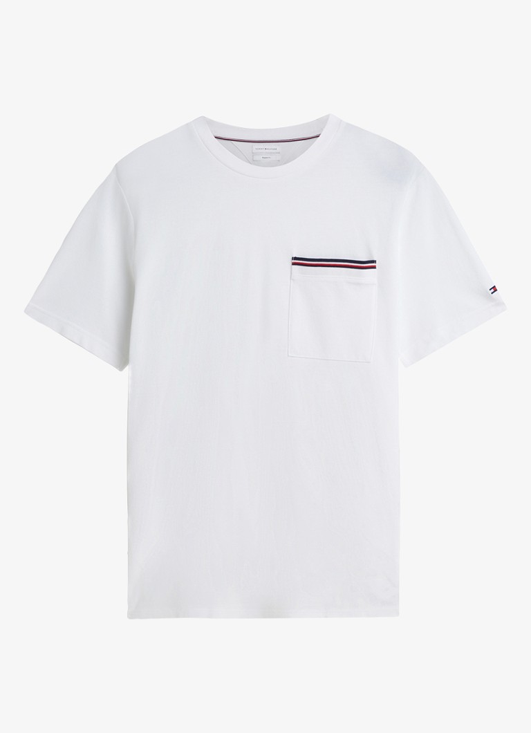Tommy Hilfiger Heren T-shirt met borstzak in de kleur Wit