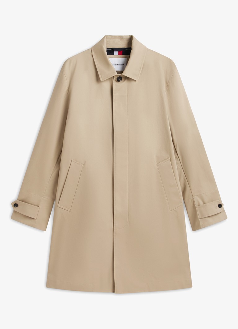 Tommy Hilfiger Heren Trenchcoat met steekzakken in de kleur Khaki