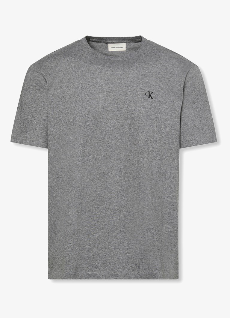 Calvin Klein Heren T-shirt met logoborduring in de kleur Grijsmele