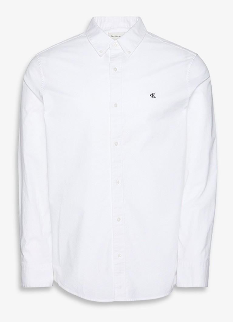 Calvin Klein Heren Classix Oxford regular fit overhemd met logoborduring in de kleur Wit