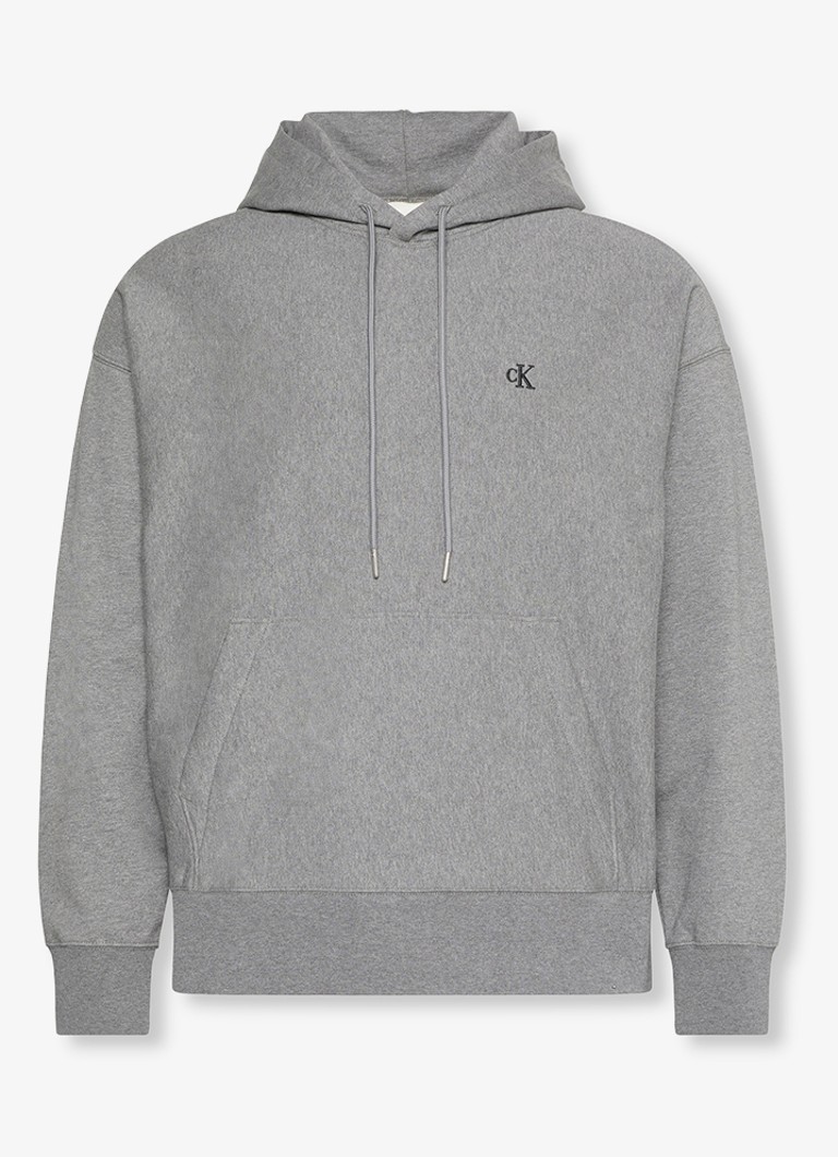 Calvin Klein Heren Hoodie met logoborduring in de kleur Med Grey Htr-P7E