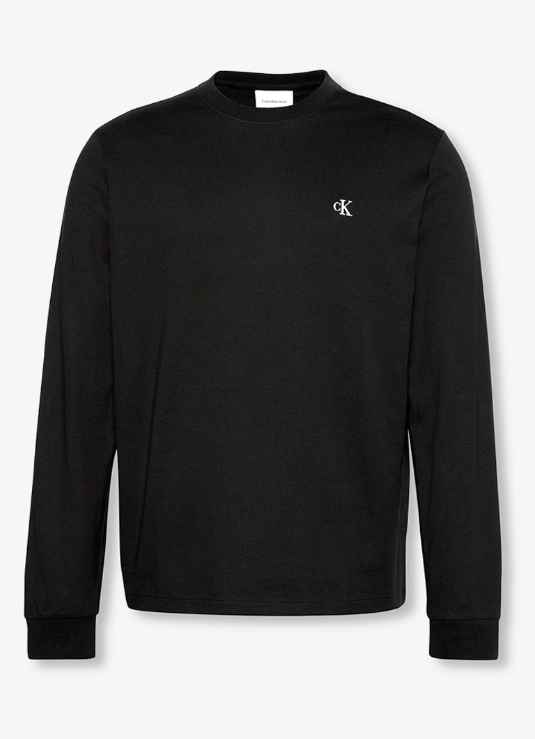 Calvin Klein Heren Longsleeve met logo in de kleur Zwart