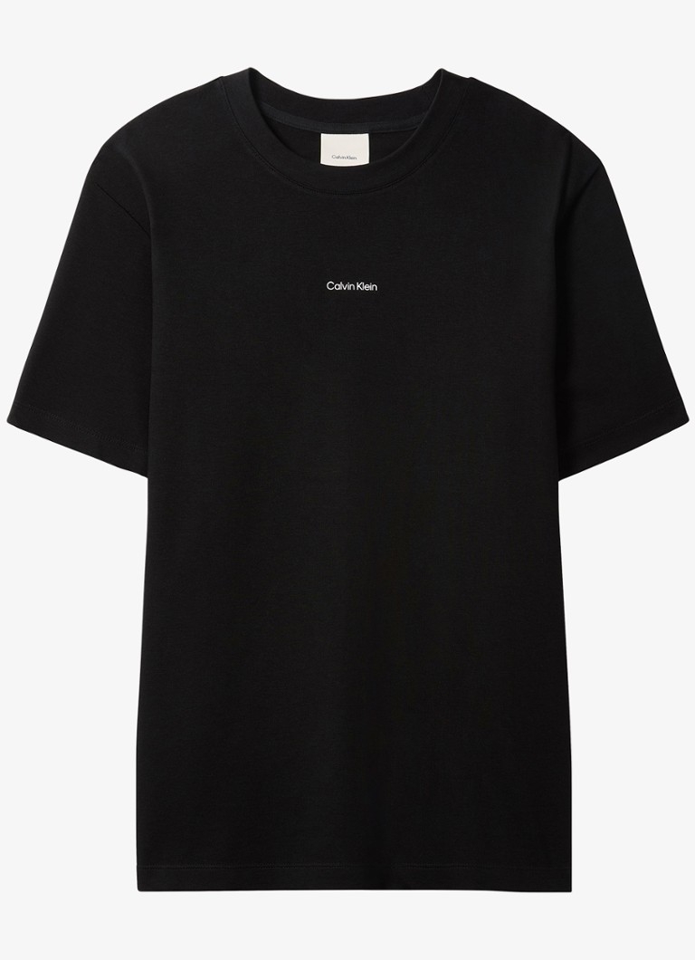 Calvin Klein Heren T-shirt met logo en ronde hals in de kleur Zwart