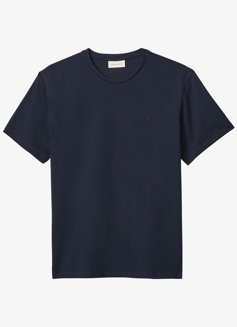 Calvin Klein Heren T-shirt met logoborduring in de kleur Donkerblauw
