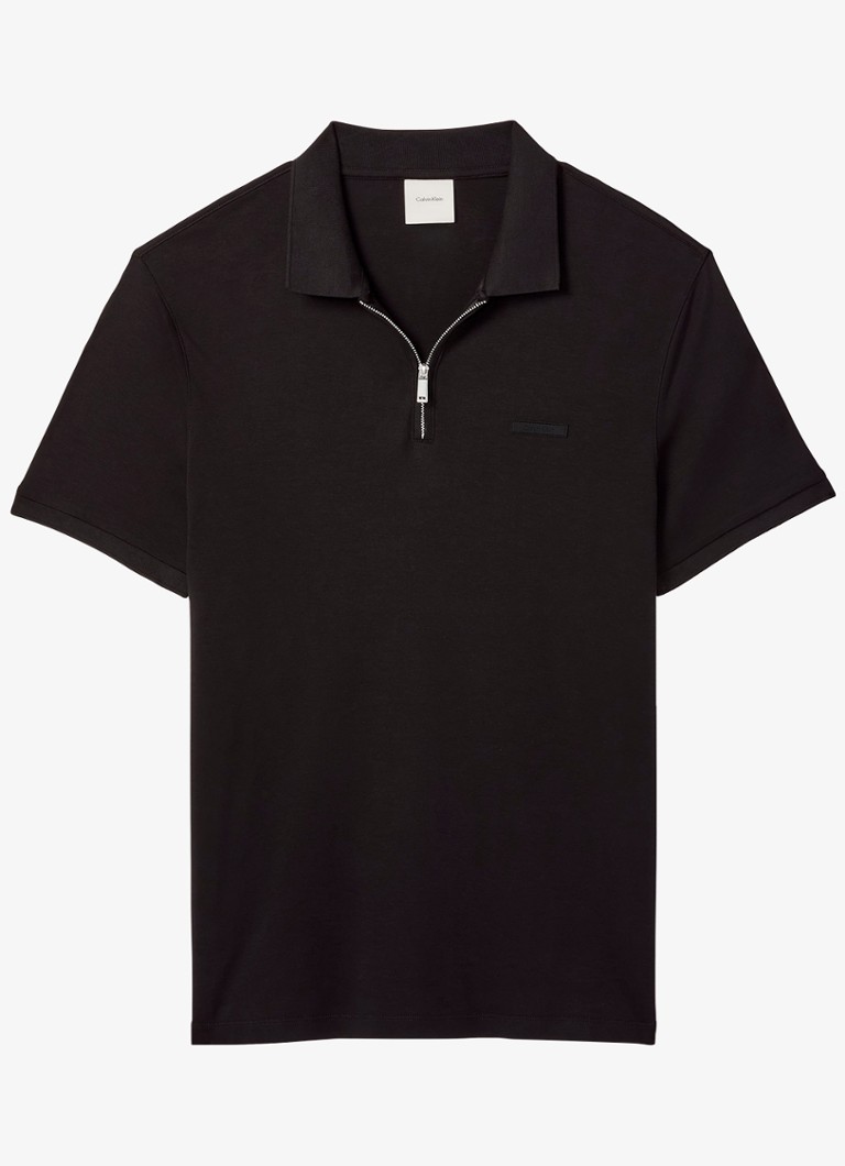 Calvin Klein Heren Regular fit polo met logo in de kleur Zwart