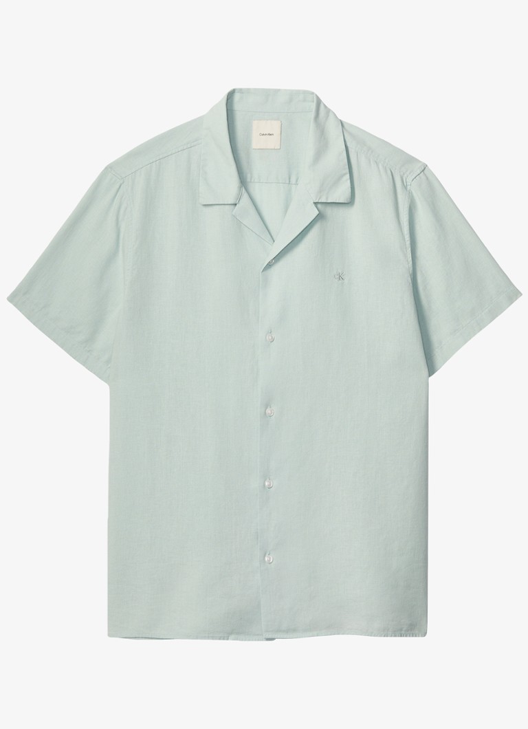 Calvin Klein Heren Regular fit overhemd in linnenblend in de kleur Lichtgroen
