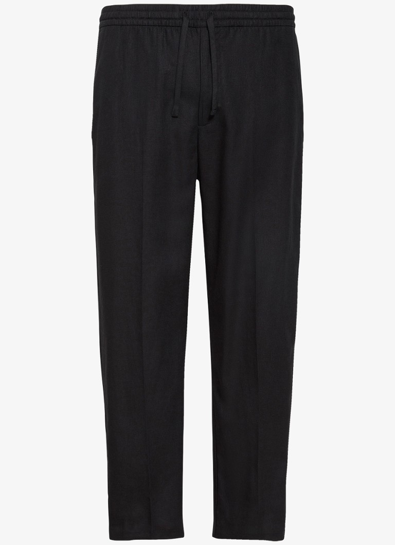 Calvin Klein Heren Straight fit pantalon in linnenblend in de kleur Zwart