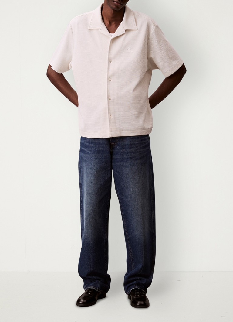 Calvin Klein Heren Regular fit overhemd met logoborduring in de kleur Gebroken wit