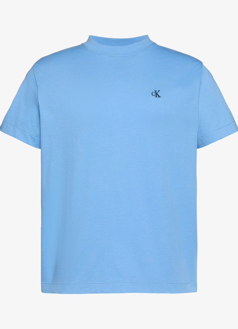 Calvin Klein Heren T-shirt met logoborduring in de kleur Blue Descent-C32 / Lichtblauw
