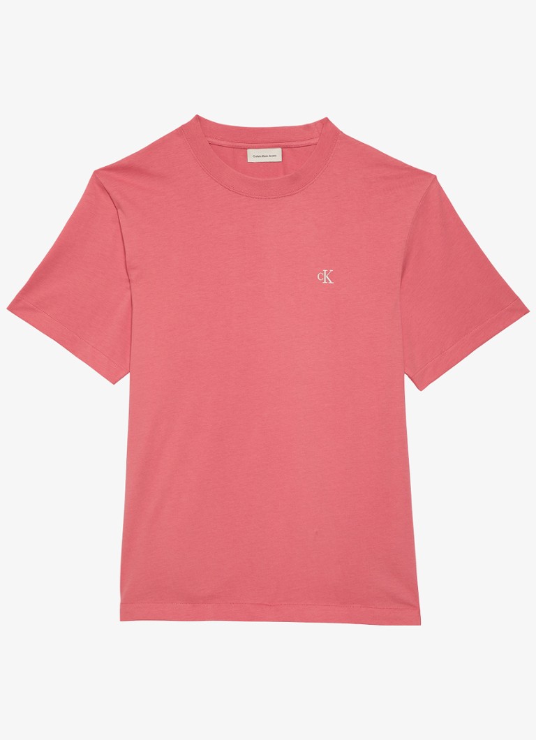 Calvin Klein Heren T-shirt met logoborduring in de kleur Brilliant Pink-TJG / Roze