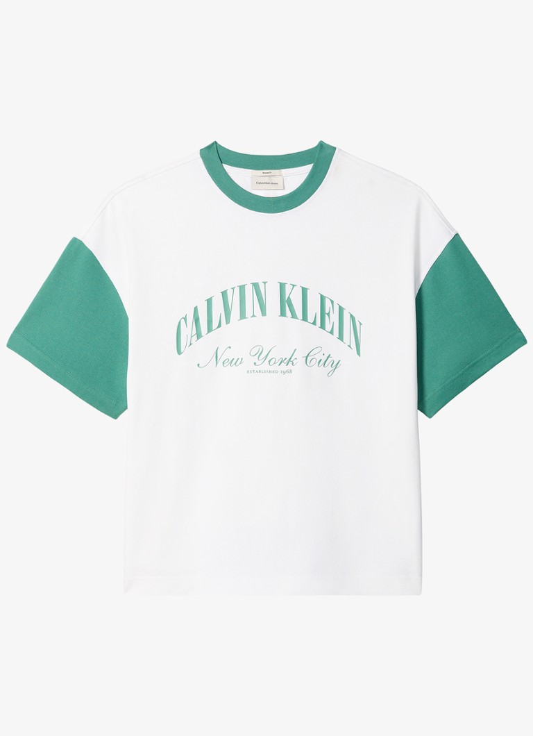 Calvin Klein Heren T-shirt met logoprint in de kleur Bright White-YAF