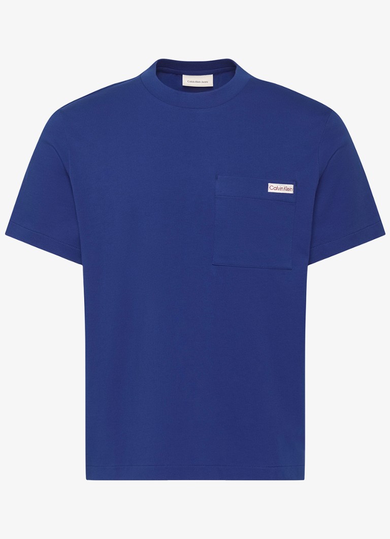 Calvin Klein Heren T-shirt met borstzak in de kleur Donkerblauw