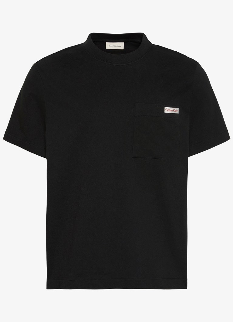 Calvin Klein Heren T-shirt met borstzak in de kleur Zwart