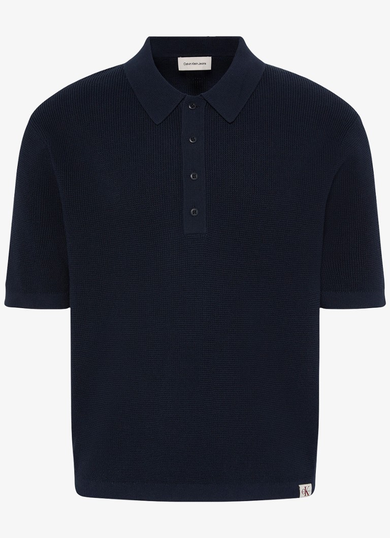Calvin Klein Heren Regular fit polo met structuur in de kleur Donkerblauw