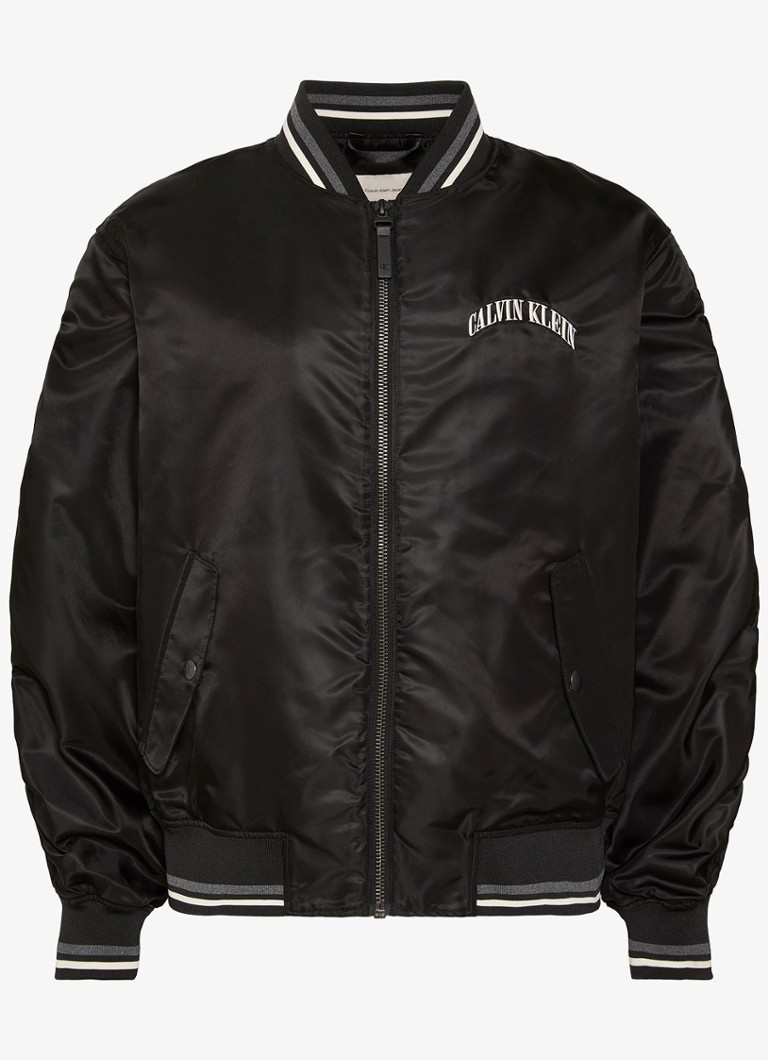 Calvin Klein Heren Baseball jack met logo in de kleur Zwart