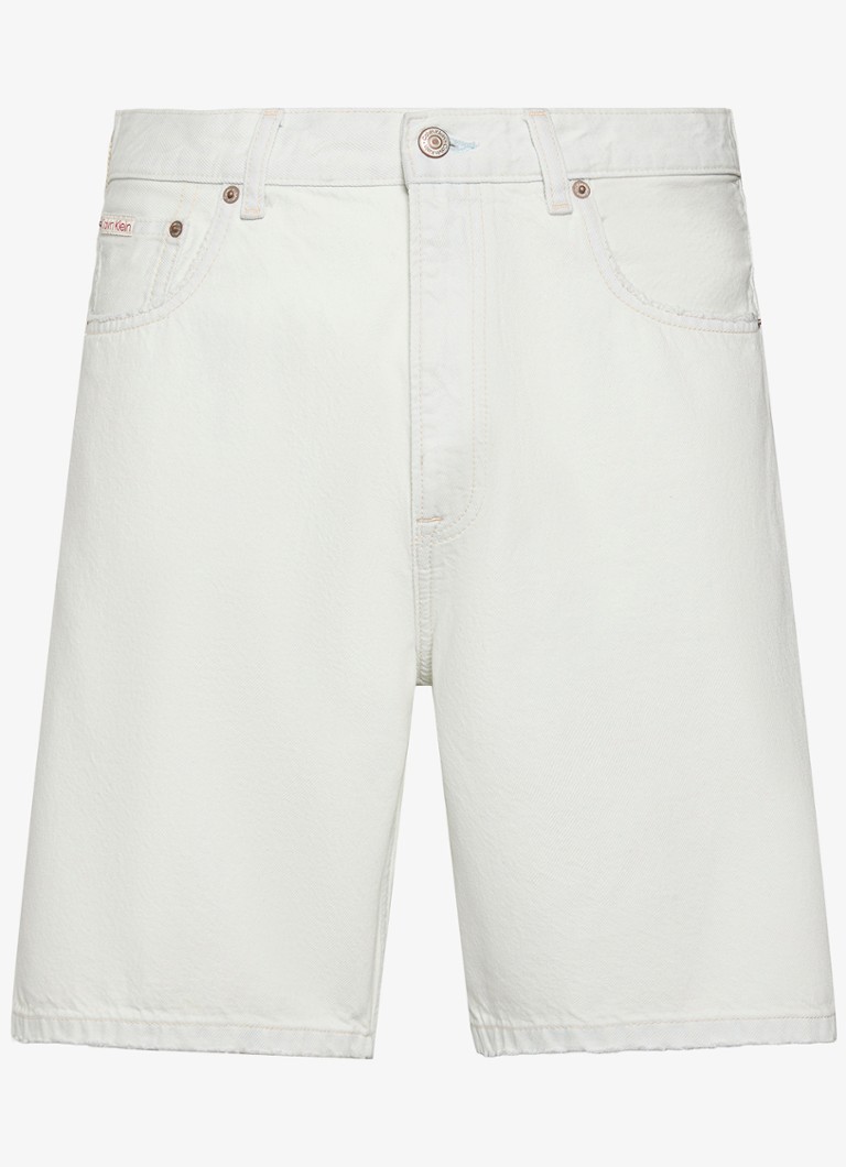 Calvin Klein Heren Straight fit korte broek van denim met steekzakken in de kleur Gebroken wit