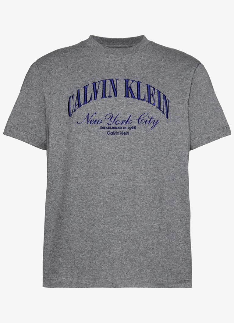 Calvin Klein Heren T-shirt met logoprint in de kleur Med Grey Htr-P7E