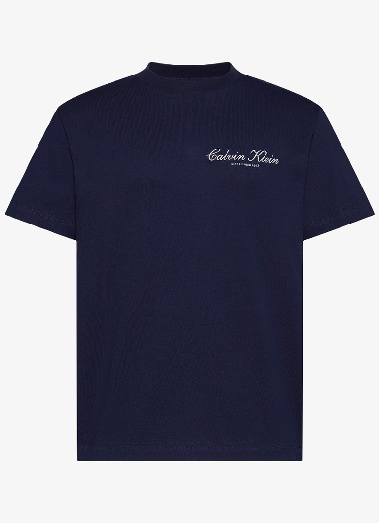 Calvin Klein Heren T-shirt met logoborduring in de kleur Donkerblauw