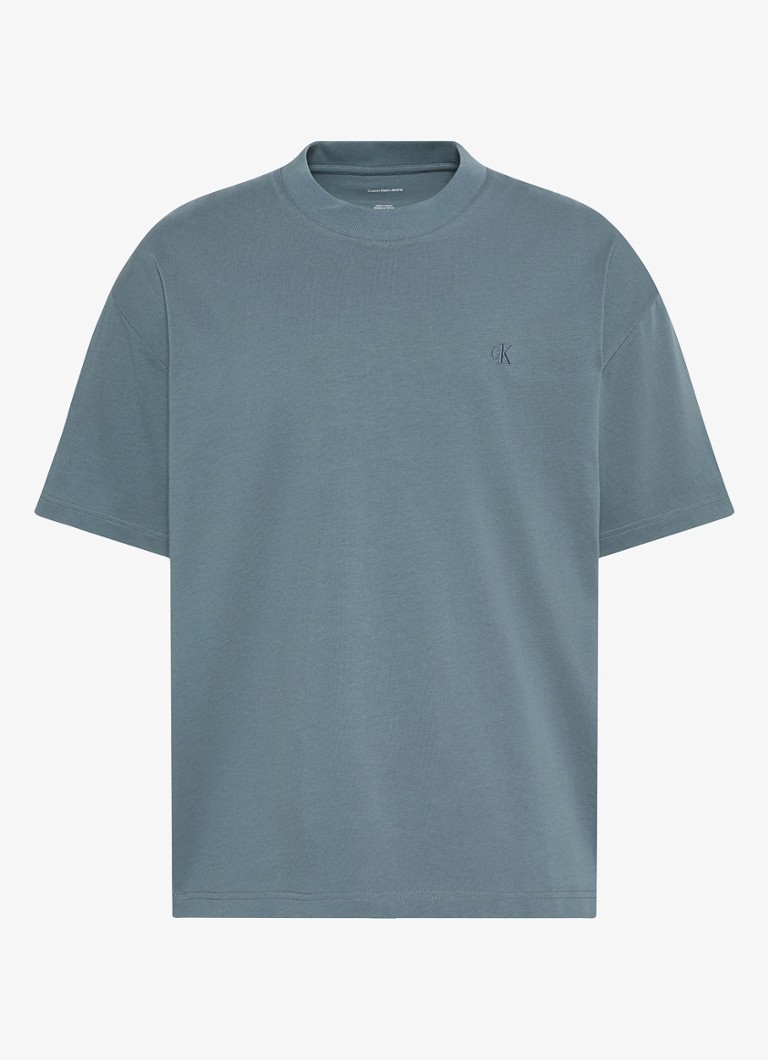 Calvin Klein Heren T-shirt met logoborduring in de kleur Donkergrijs