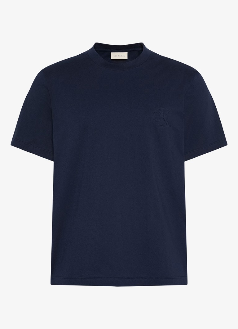 Calvin Klein Heren T-shirt met logoborduring in de kleur Donkerblauw