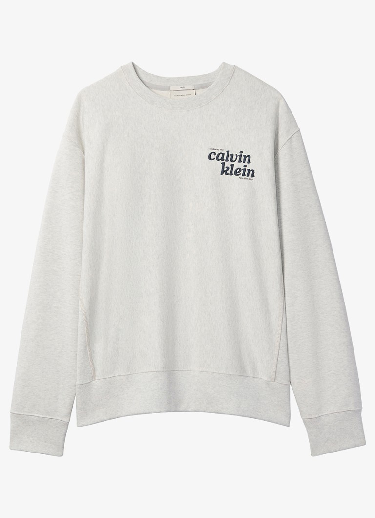 Calvin Klein Heren Sweater met logoborduring in de kleur Lichtgrijs