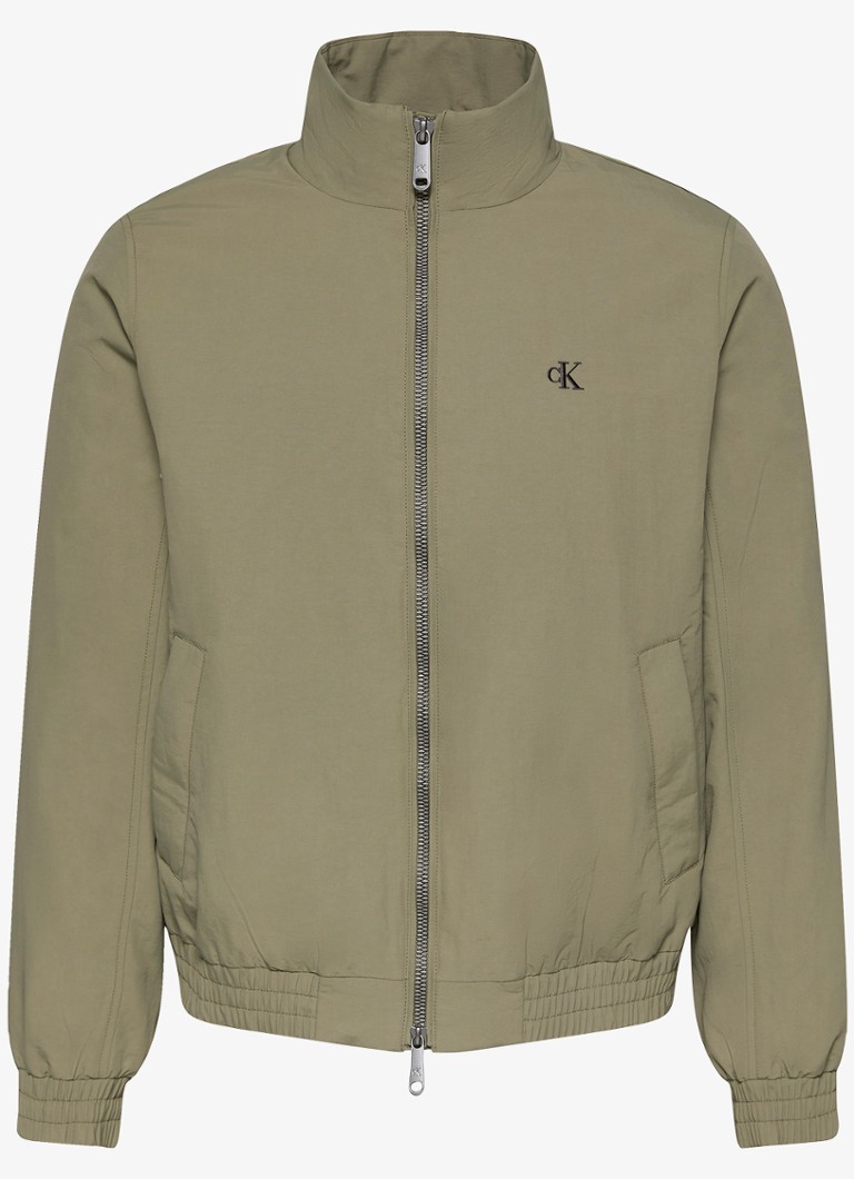Calvin Klein Heren Gewatteerd jack met logo in de kleur Dusty Olive-Ldy / Groen