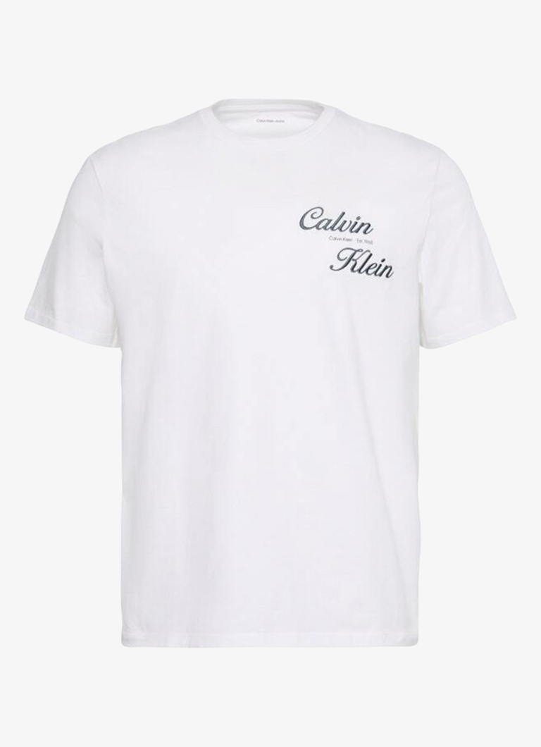 Calvin Klein Heren T-shirt met logo- en backprint in de kleur Wit