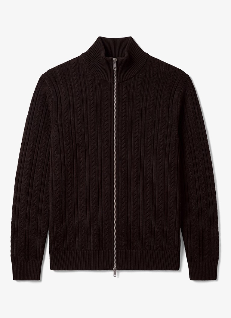 Calvin Klein Heren Kabelgebreid vest met logo in de kleur Zwart
