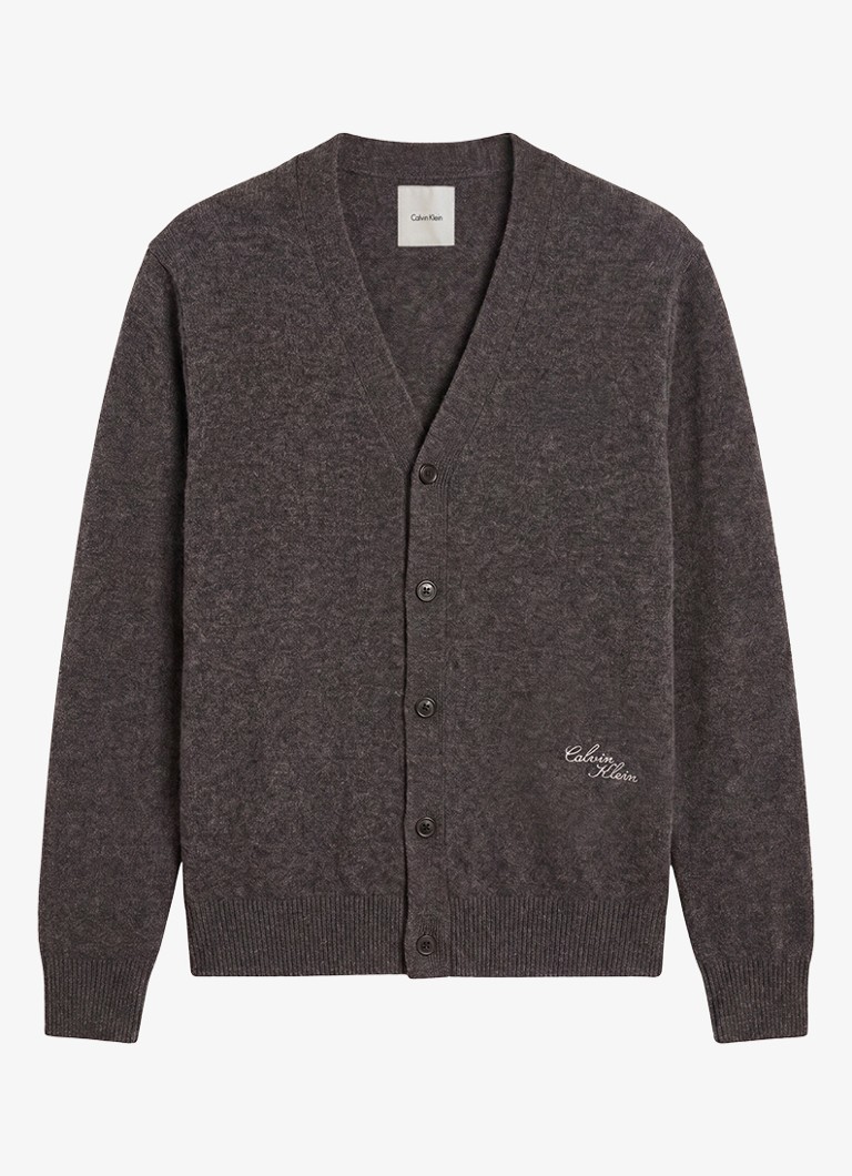 Calvin Klein Heren Fijngebreid vest met logoborduring in de kleur Donkergrijs