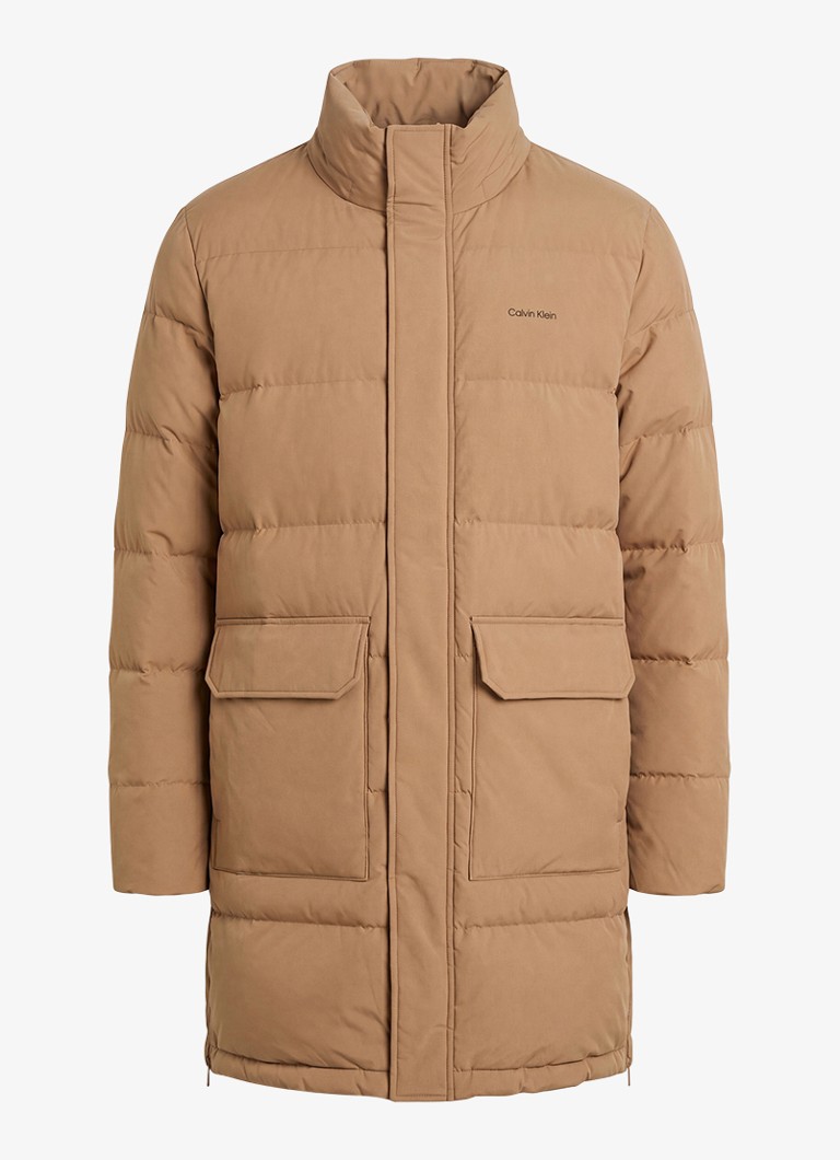 Calvin Klein Heren Puffer jas met logo in de kleur Zand