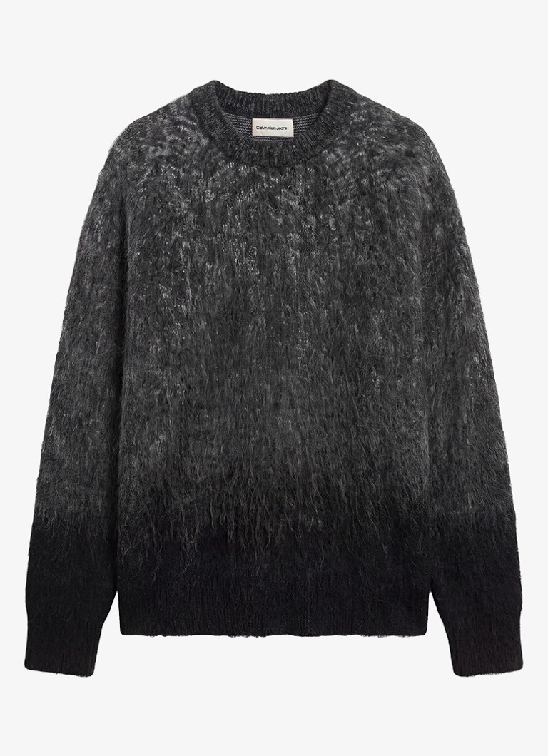 Calvin Klein Heren Grofgebreide trui met ombré-effect in de kleur Donkergrijs