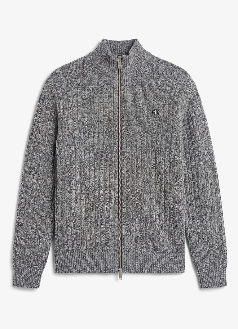 Calvin Klein Heren Ribgebreid vest met logoborduring in de kleur Grijs