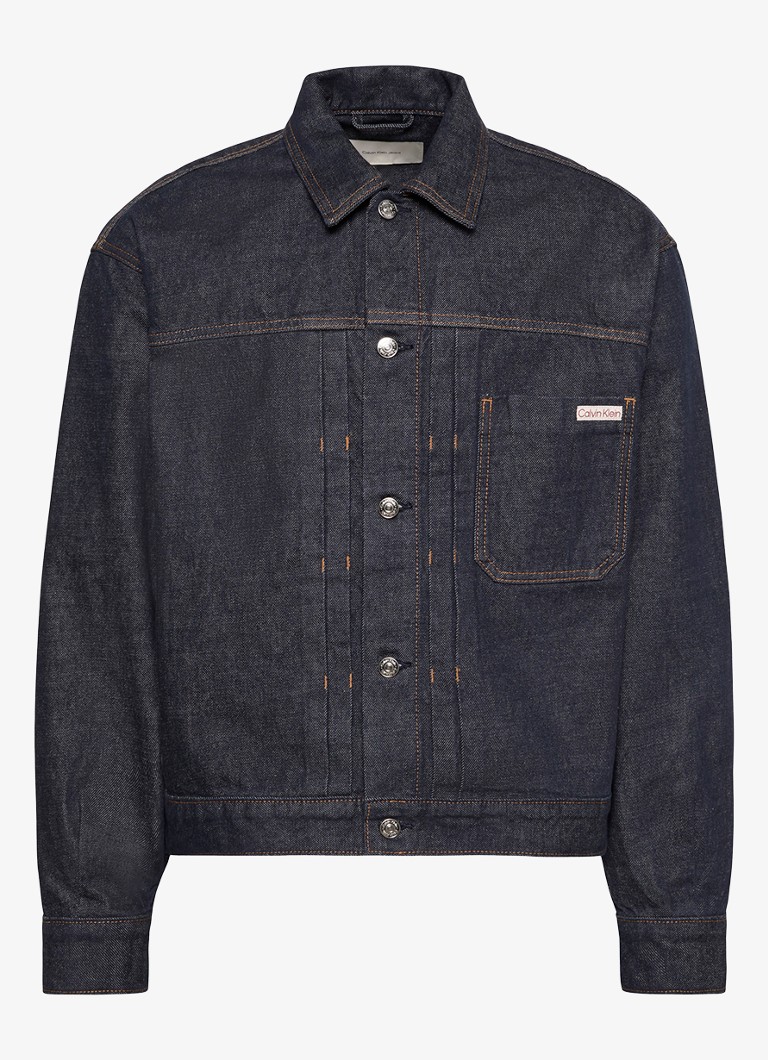 Calvin Klein Heren Spijkerjas met borstzak in de kleur Donkerblauw