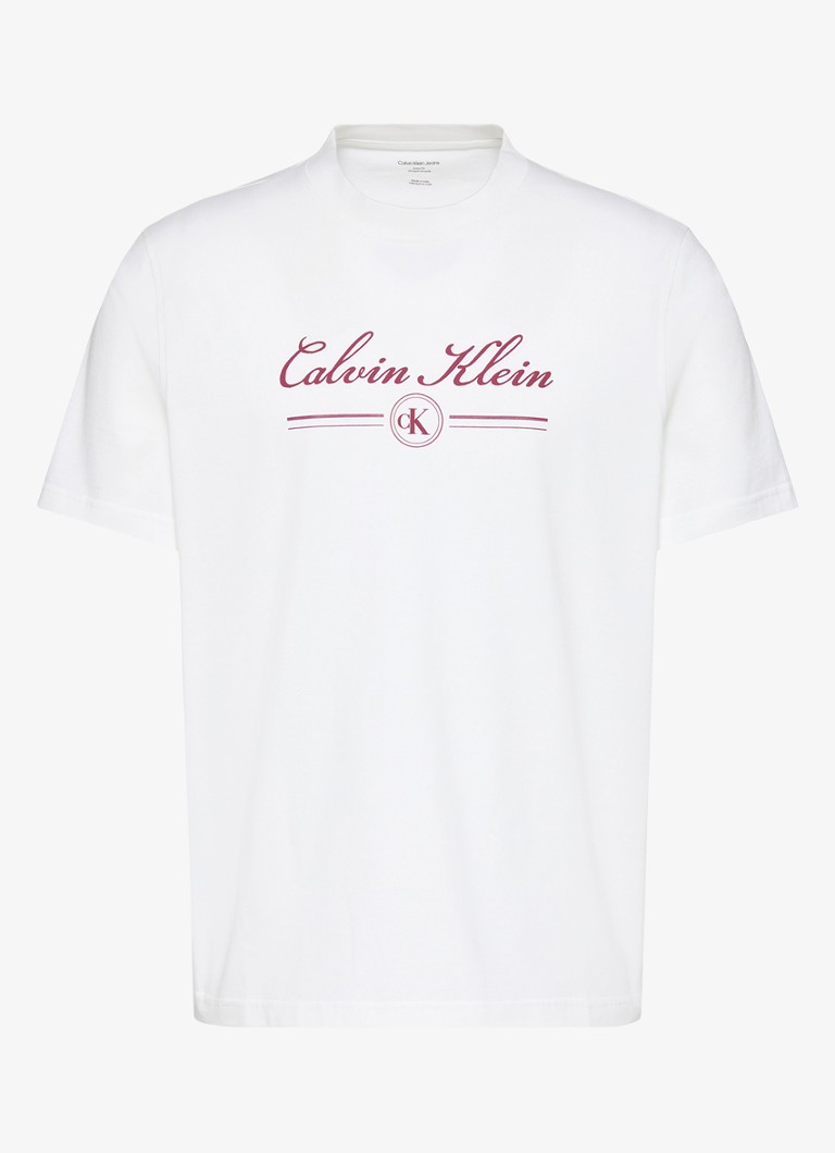 Calvin Klein Heren T-shirt met logoprint in de kleur Bright White-YAF