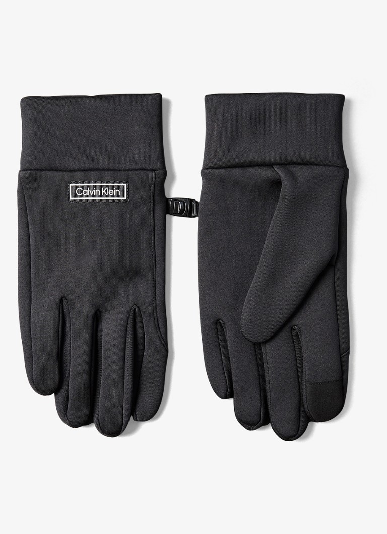 Calvin Klein Heren Handschoenen met logo in de kleur Zwart